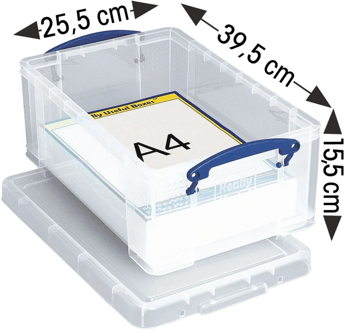 Really Useful Box Aufbewahrungsbox 9,0 l transparent, blau 39,5 x 25,5 x 15,5 cm