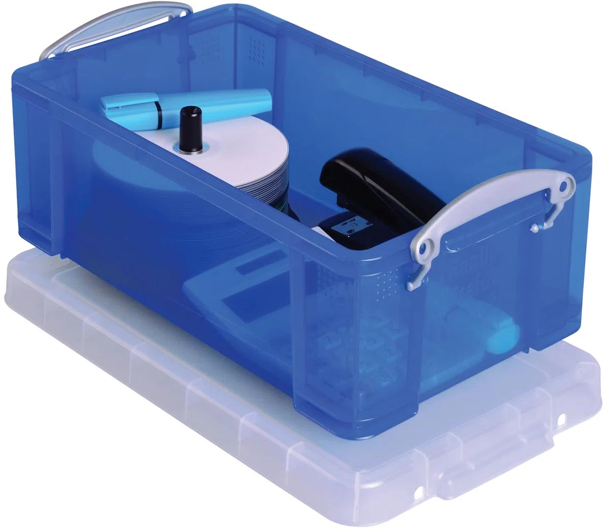 Really Useful Box Aufbewahrungsbox 9,0 l transparent, blau 39,5 x 25,5 x 15,5 cm